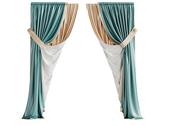 欧式复古绿色窗帘3d模型 欧式复古绿色窗帘