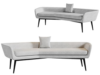 现代灰白色带弧度的多人沙发