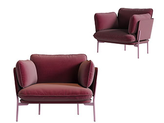 现代玫红色布艺单人沙发3d模型 现代玫红色布艺单人沙发