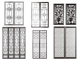 新中式实木雕花推拉门