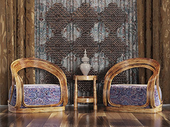 东南亚藤编单人沙发茶几组合