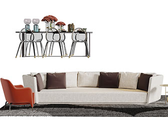 现代布艺多人沙发休闲椅子组合