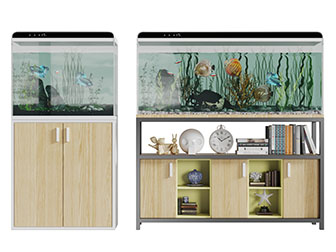 新中式实木收纳带鱼缸水族的装饰柜