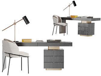 现代轻奢书桌椅组合