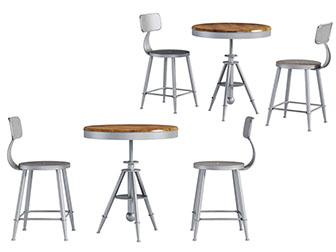 工业风圆桌椅子组合