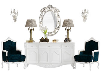 欧式白色玄关柜边柜金丝绒单人沙发