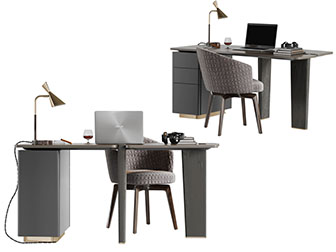 现代书桌椅笔记本组合