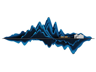 中式蓝色山脉装饰的搁架