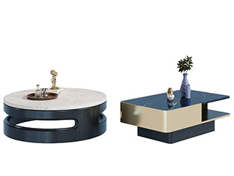 现代轻奢大理石圆形方形茶几