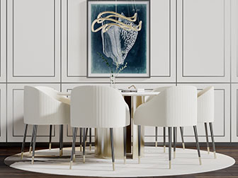 现代轻奢圆形餐桌椅组合