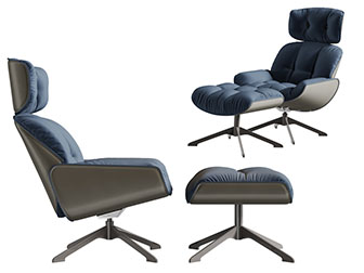 现代布艺休闲椅子脚踏