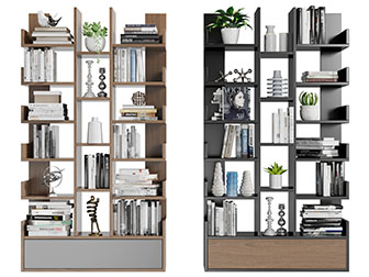 现代实木开放式收纳装饰柜