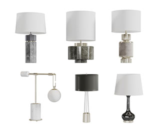 现代白色柱形灯罩台灯