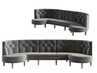 美式黑灰色布艺多人沙发