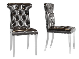 美式黑色皮革餐椅休闲椅子