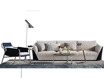 现代多人布艺长沙发茶几组合