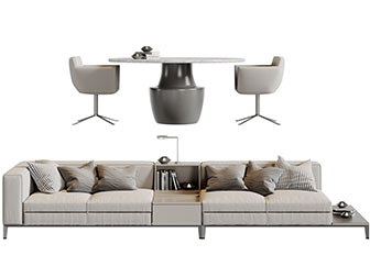 现代中间装饰茶几的多人沙发