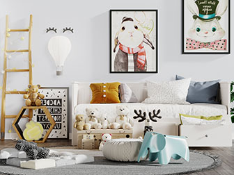 北欧儿童多人沙发玩偶活动空间