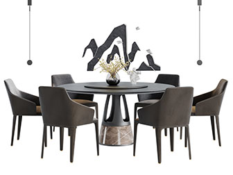 现代圆形餐桌椅组合