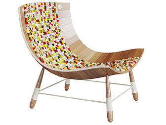 北欧彩色坐垫装饰的躺椅