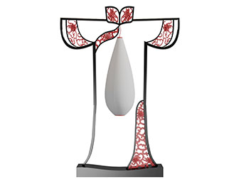 中式服饰造型的落地灯