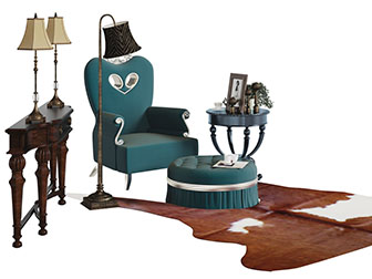 欧式复古单人沙发坐墩3d模型 欧式复古单人沙发坐墩