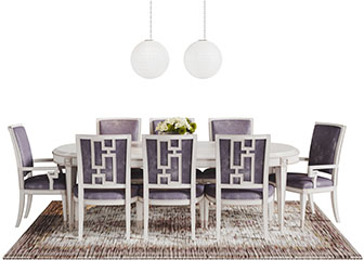 中式长方形餐桌椅组合