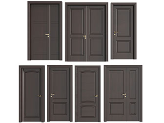 简欧黑色实木平开门