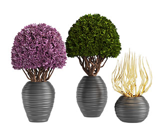 新中式黑色凹凸纹理的盆栽植物