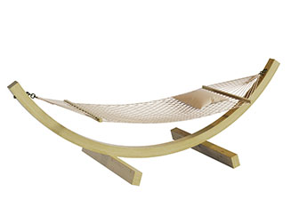 现代实木支撑的吊床