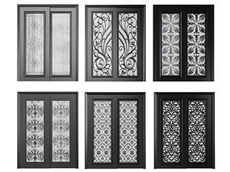 欧式装饰雕花构件的玻璃推拉门