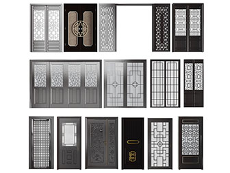 新中式实木花格双扇大门