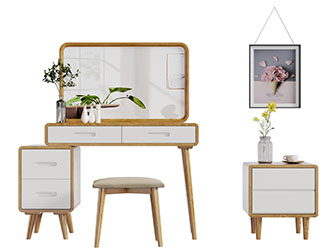 北欧实木化妆梳妆台边柜