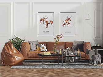 后现代皮革多人沙发懒人沙发茶几组合