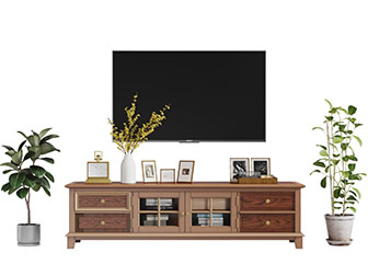 美式实木电视柜电视机