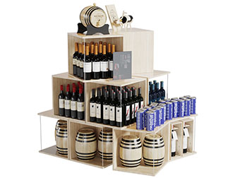 现代实木红酒酒架货架3d模型 现代实木红酒酒架货架