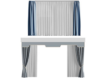 新中式蓝色窗帘窗纱3d模型 新中式蓝色窗帘窗纱