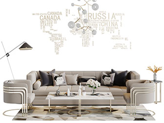 现代轻奢多人沙发长方形茶几组合