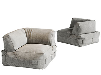 工业风装饰皮带的单人布艺沙发3d模型 工业风装饰皮带的单人布艺沙发