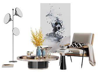 现代休闲单人沙发茶几组合