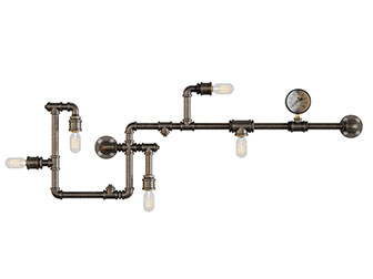 工业风水管多头壁灯