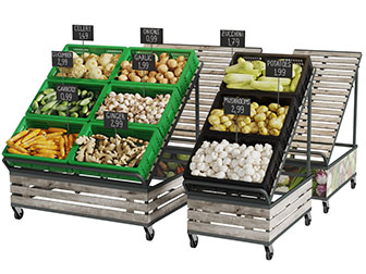 现代实木带滑轮的蔬菜货架3d模型 现代实木带滑轮的蔬菜货架