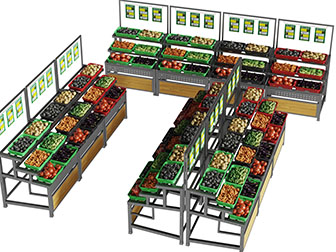 现代生鲜超市蔬菜水果货架摆台展柜