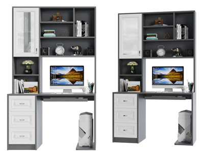 北欧白色和灰色装饰的书桌电脑