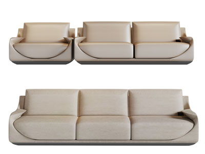 后现代皮革多人单人双人沙发