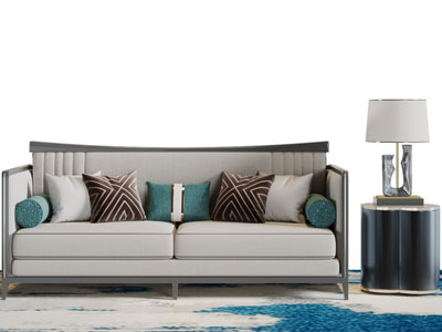 新中式多人沙发边几组合