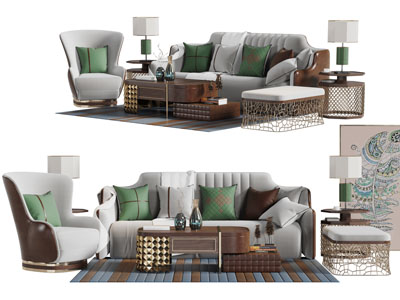 现代轻奢沙发茶几组合