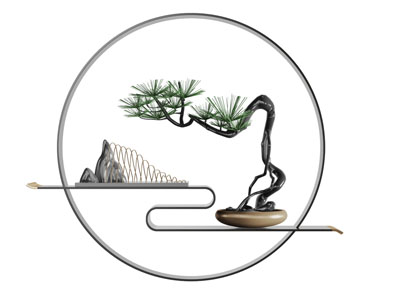 新中式山脉松树盆景墙饰挂件