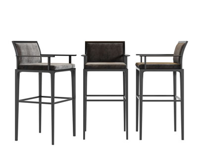 新中式黑色实木吧椅