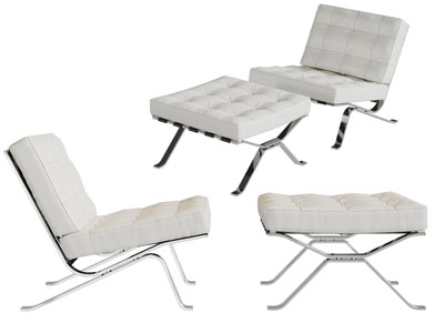 现代轻奢白色休闲椅子脚踏